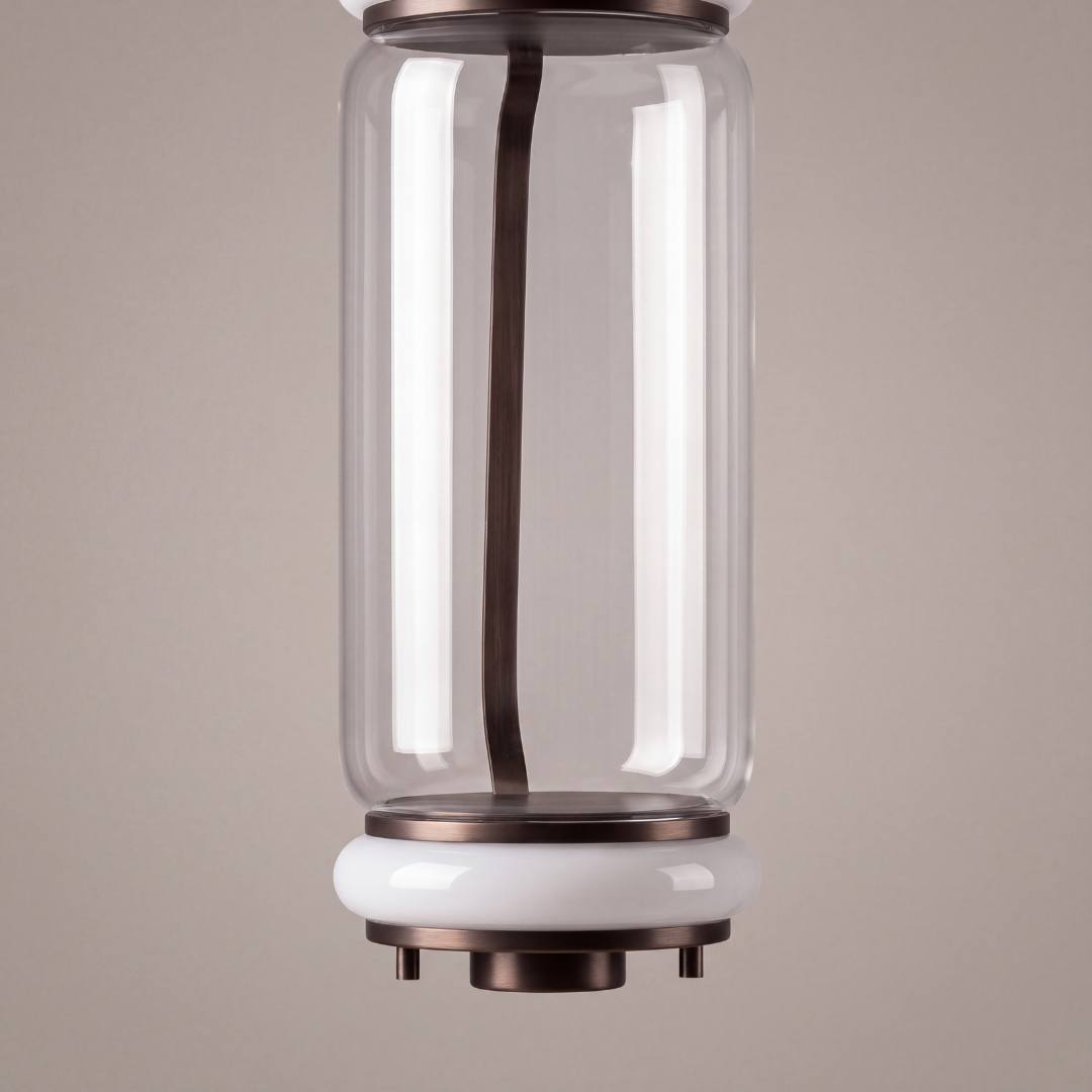 Base inferior con aro opal y tapa negra de la lámpara colgante LED ALTEA