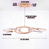 Dimensiones de la lámpara colgante Milana: 132 cm de largo y cable regulable de 90 cm