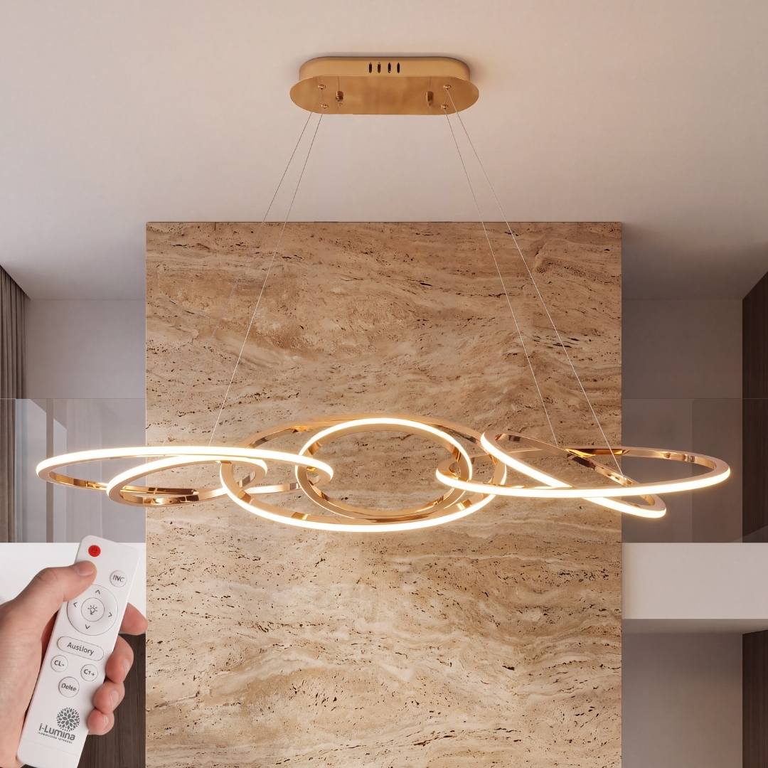 Lámpara colgante LED Milana french gold regulada con el control remoto incluido
