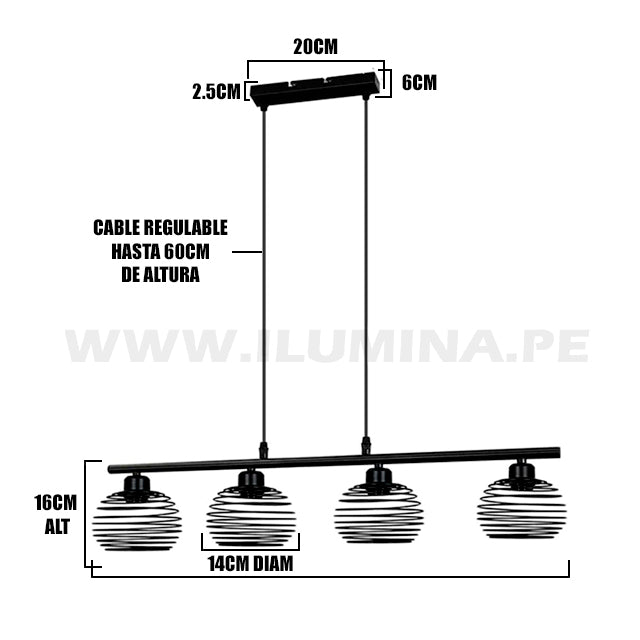 LÁMPARA COLGANTE MAYA BLACK LED