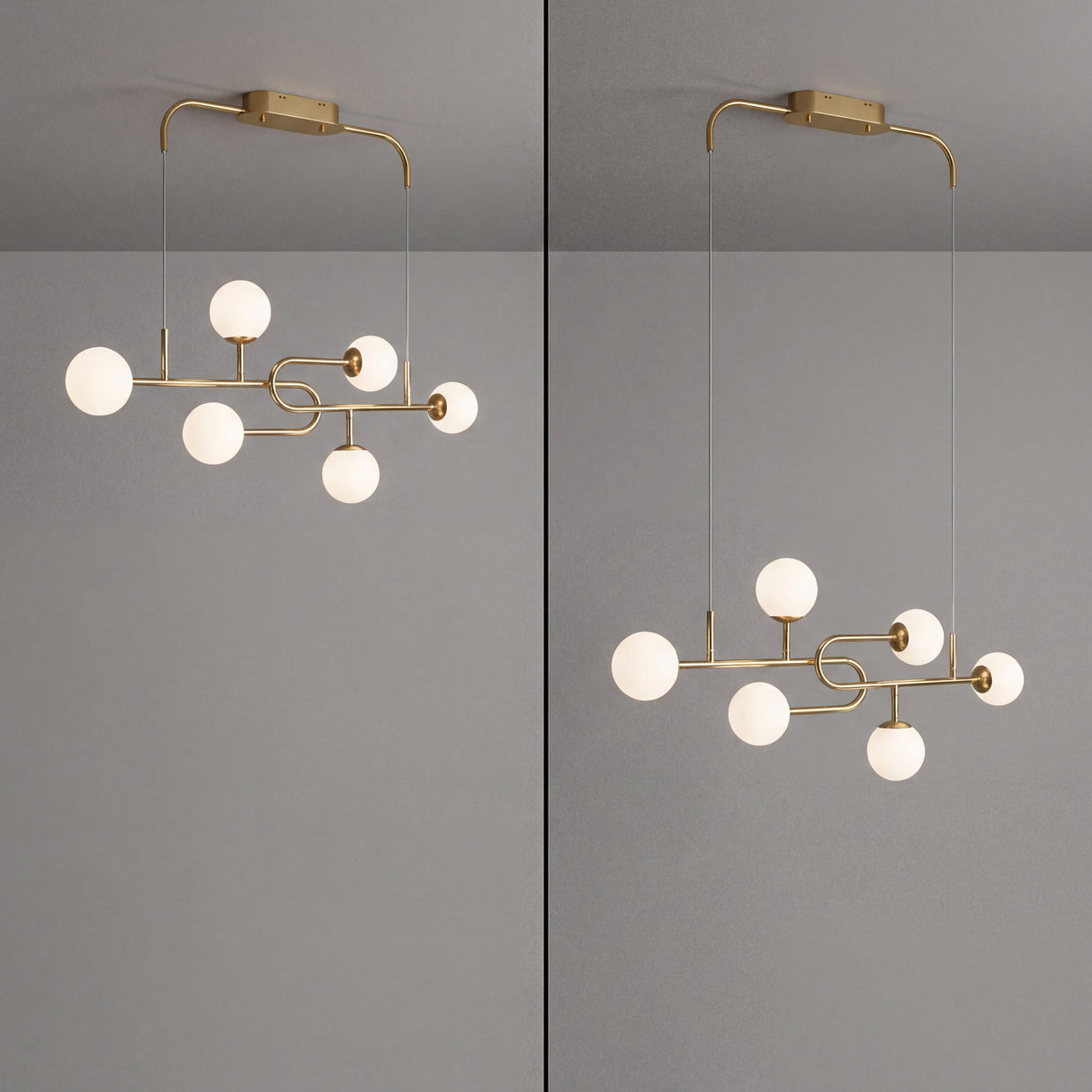 Reflejo y perspectiva lateral de lampara de diseño moderno para interiores elegantes.