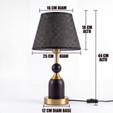 Dimensiones de la lámpara de mesa ALBA BLACK AND GOLD con pantalla negra