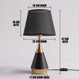 Dimensiones de la lámpara de mesa Amira Gold: 47 cm de alto total