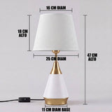 Dimensiones de la lámpara de mesa AMIRA WHITE AND GOLD blanca y dorada