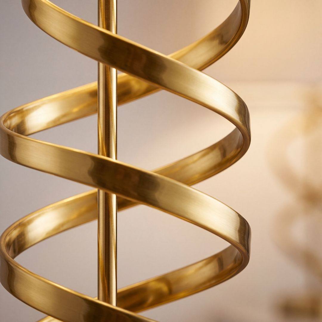 Detalle de la cinta espiral en dorado pulido alrededor de la varilla