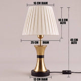 Dimensiones de la lámpara de mesa COCO GOLD AND BLACK con pantalla plisada marfil