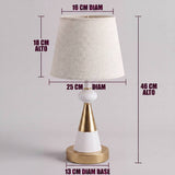 Dimensiones de la lámpara de mesa ELENA WHITE AND GOLD con pantalla crema