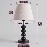 Dimensiones de la lámpara de mesa GRETA BLACK con pantalla crema