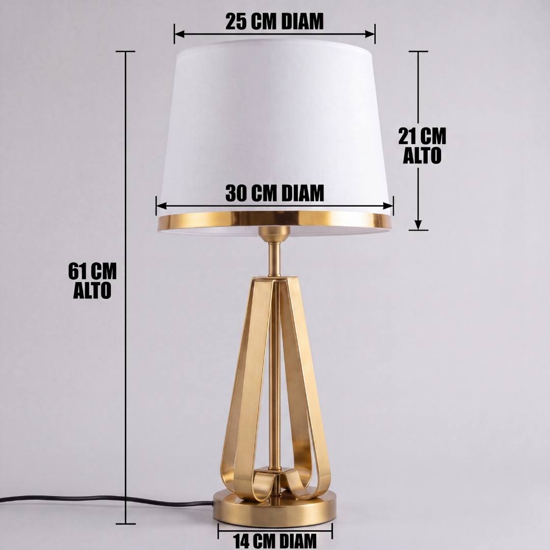 Dimensiones de la lámpara de mesa Iris Gold: 61 cm de alto total