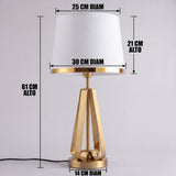 Dimensiones de la lámpara de mesa Iris Gold: 61 cm de alto total