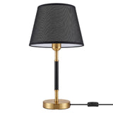 Lámpara de mesa Margot Gold negra con dorado sobre fondo blanco