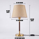 Dimensiones de la lámpara de mesa MARGOT WALNUT AND GOLD con pantalla de tejido cesta