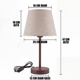 Dimensiones de la lámpara de mesa NORA WALNUT de madera con pantalla de lino