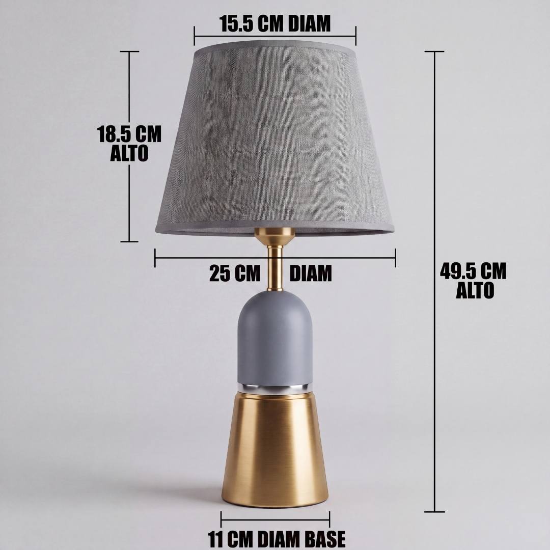 Dimensiones de la lámpara de mesa OLIVIA GREY con pantalla de tela gris