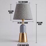 Dimensiones de la lámpara de mesa OLIVIA GREY con pantalla de tela gris