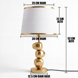 Dimensiones de la lámpara de mesa PIETRA GOLD: 52 cm de alto y pantalla de 30 cm