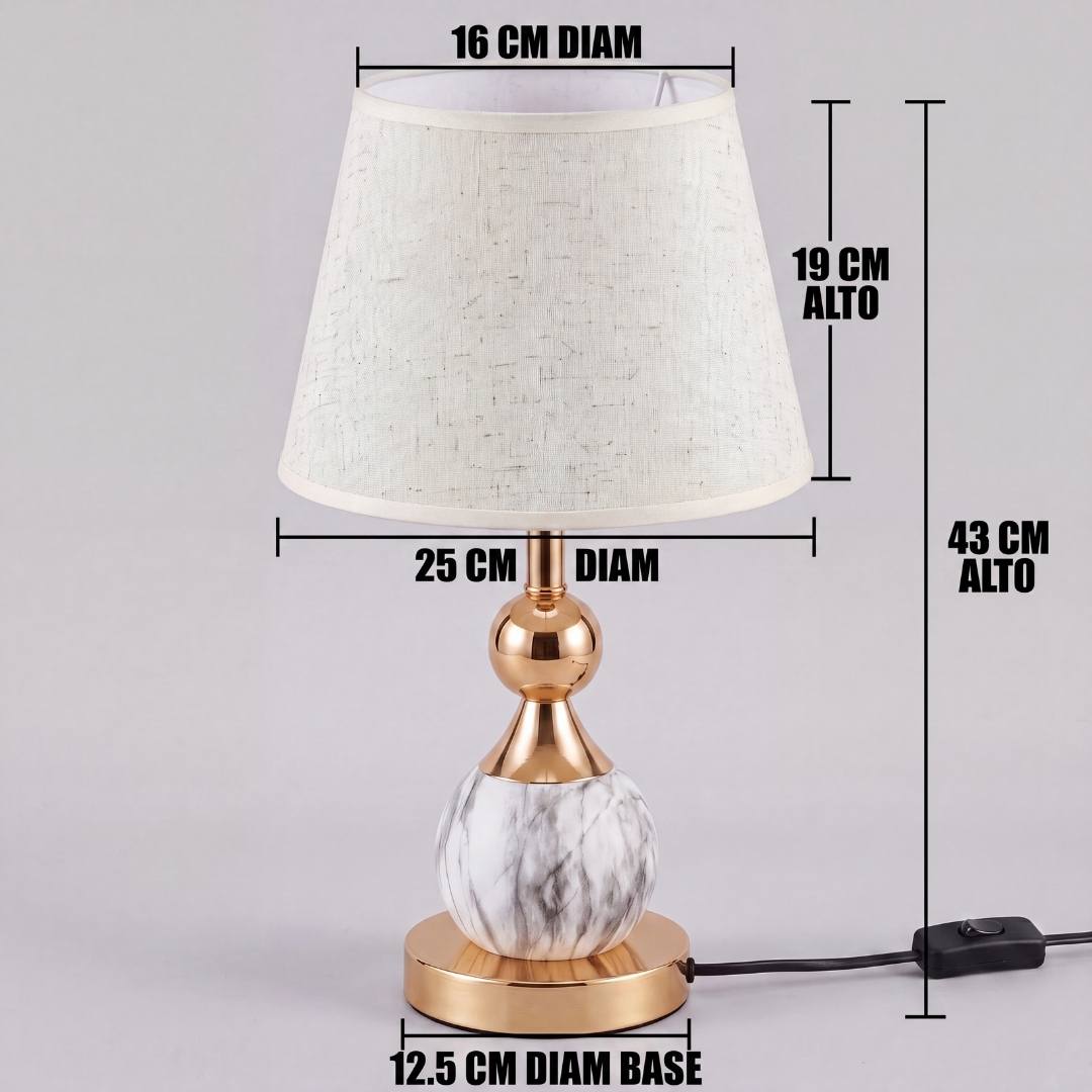 Dimensiones de la lámpara de mesa Venus Marble: 43 cm de alto total