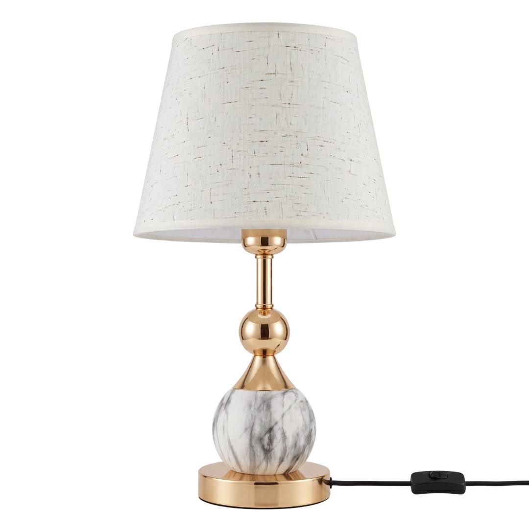 Lámpara de mesa Venus efecto mármol con dorado sobre fondo blanco