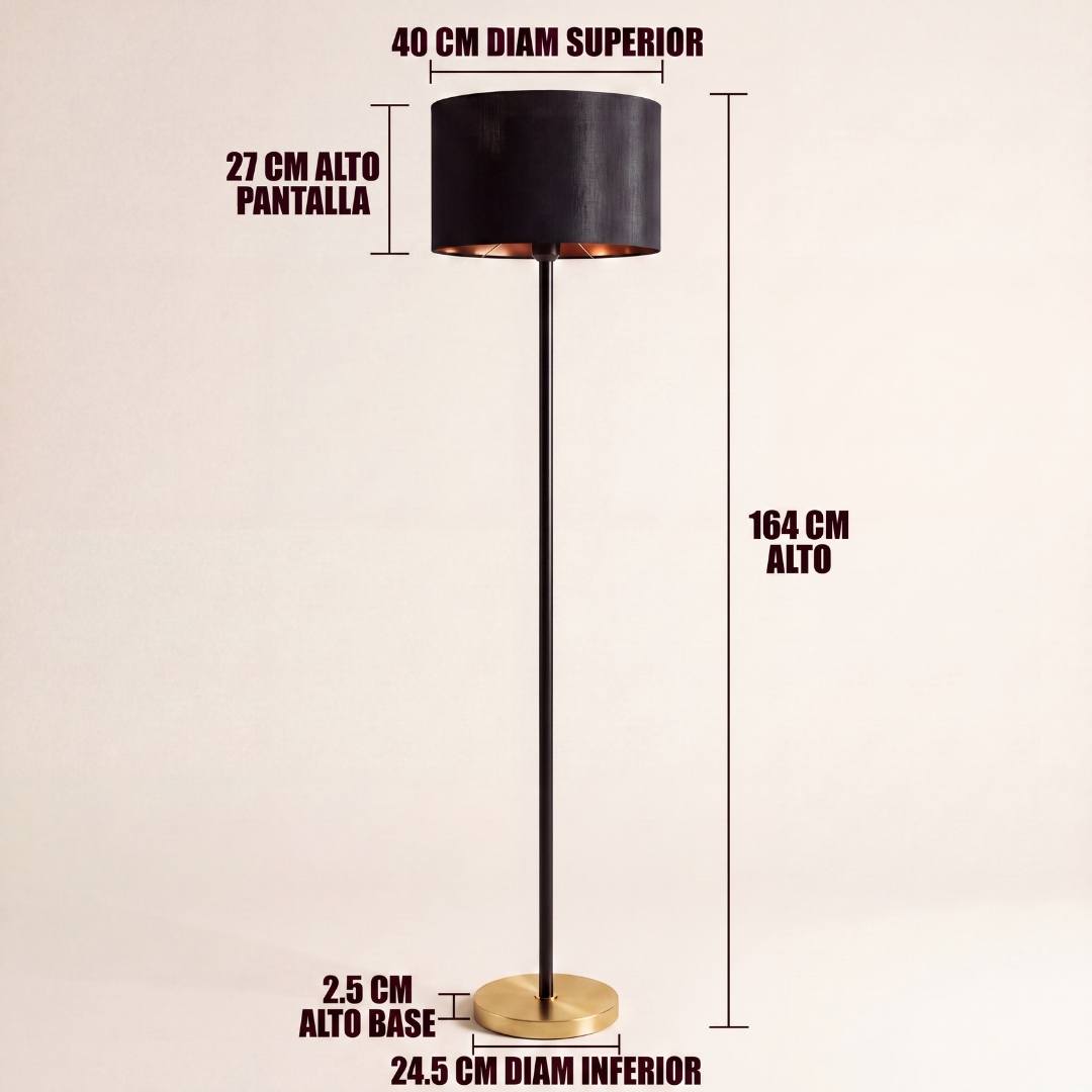 Dimensiones de la lámpara de pie ALMA BLACK: 164 cm de alto total