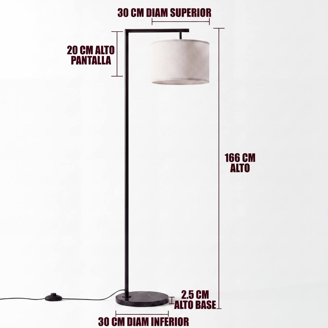 Dimensiones de la lámpara de pie MARA BLACK: 166 cm de alto total