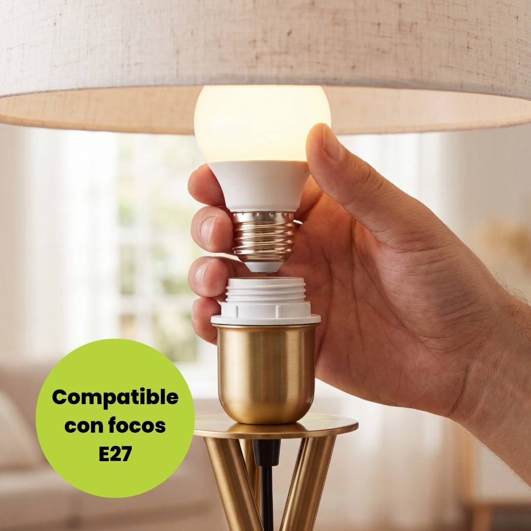 Instalación de foco LED en socket E27 de la lámpara TRINA GOLD, foco no incluido