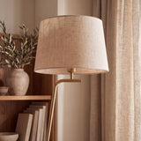 Pantalla de lino beige con luz cálida de la lámpara de pie VERA GOLD