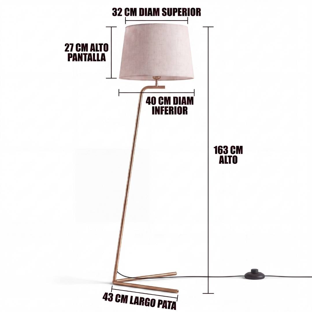 Dimensiones de la lámpara de pie VERA GOLD: 163 cm de alto total