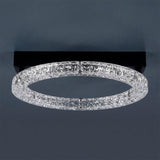 Vista frontal del anillo efecto cristal con base negro mate apagado