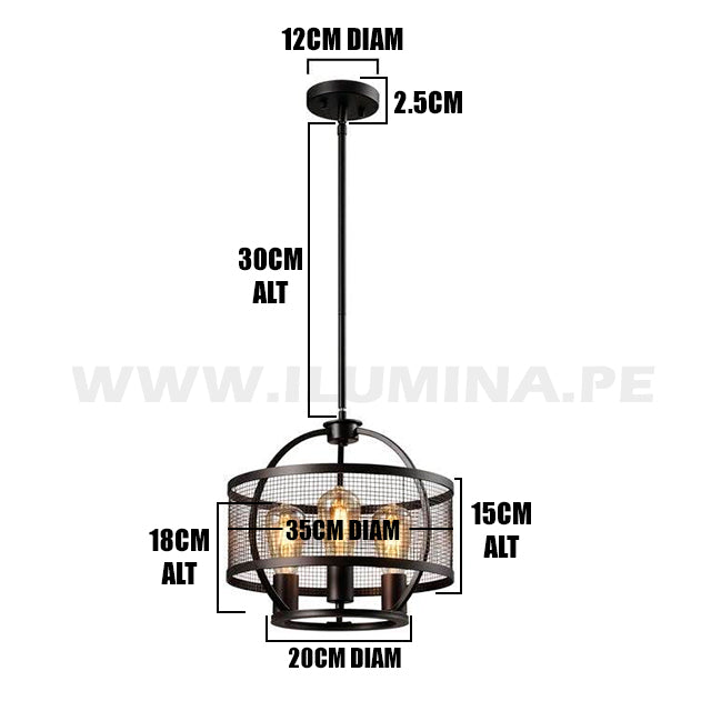 LÁMPARA COLGANTE PANDORA BLACK LED