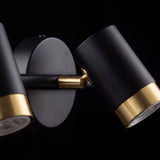 Detalle del spot negro mate con anillo dorado de la lámpara DUETO