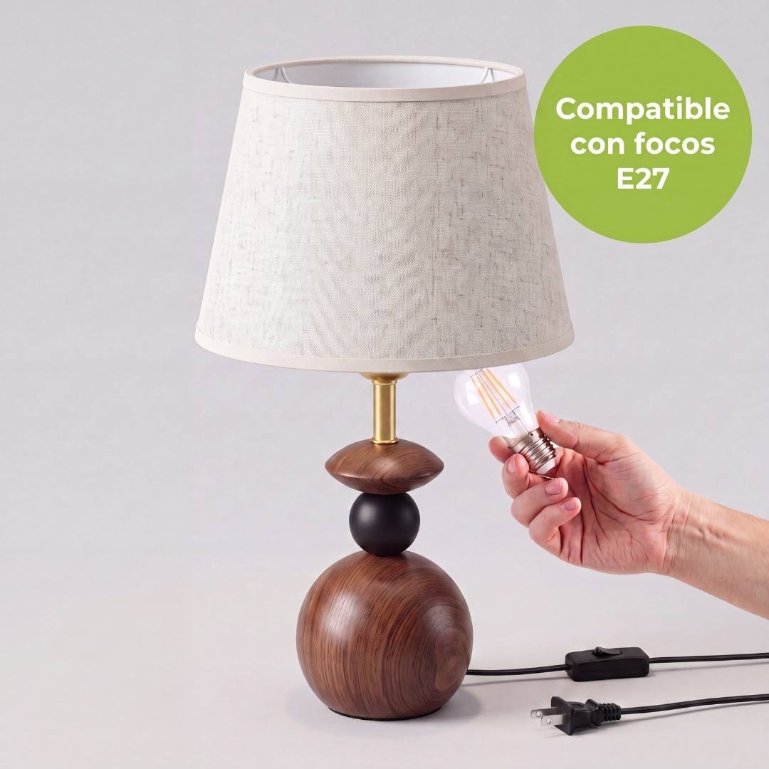 Instalación de foco en socket E27 de la lámpara FREYA, foco no incluido