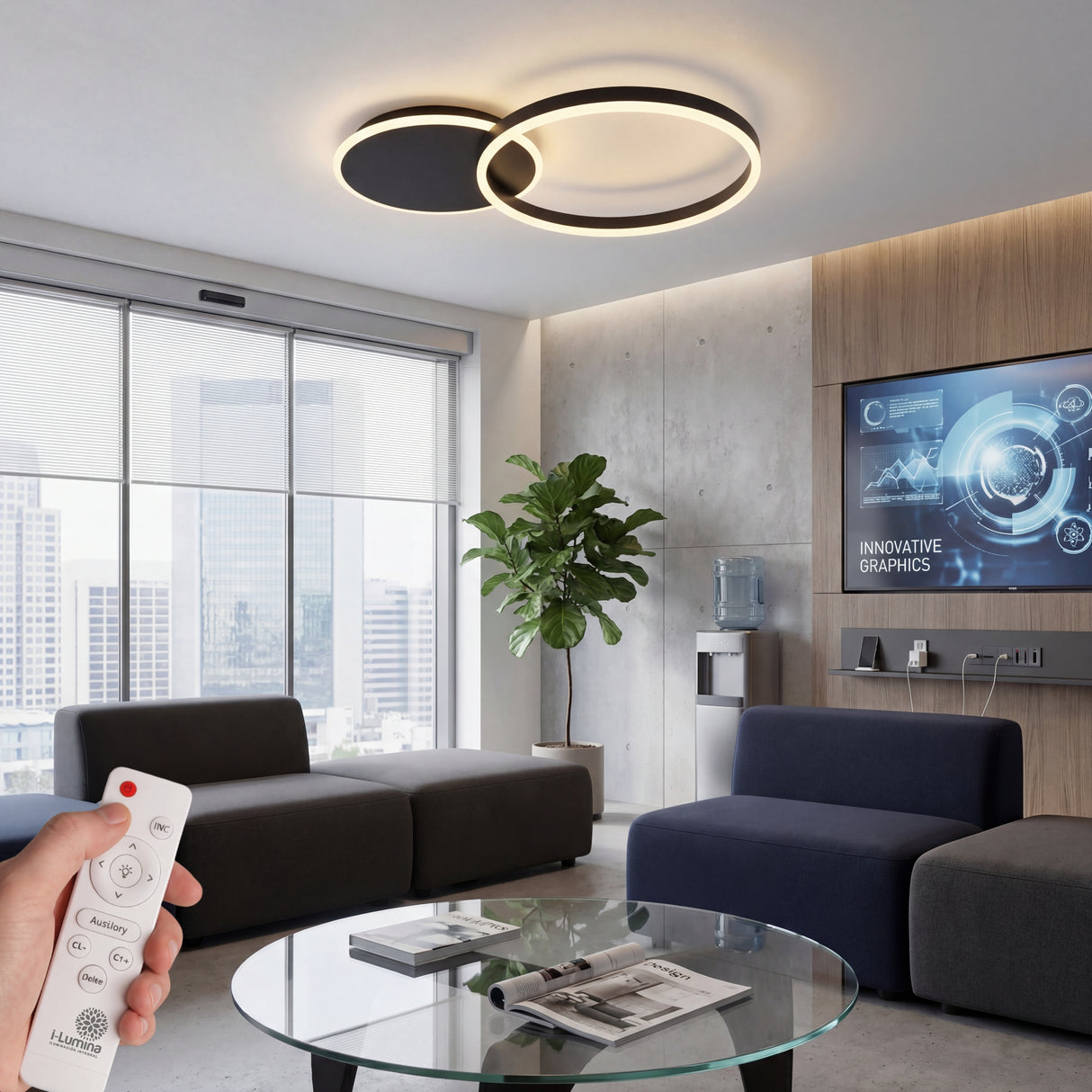 Lámpara de techo LED circular doble para sala moderna en Perú - i-Lumina.