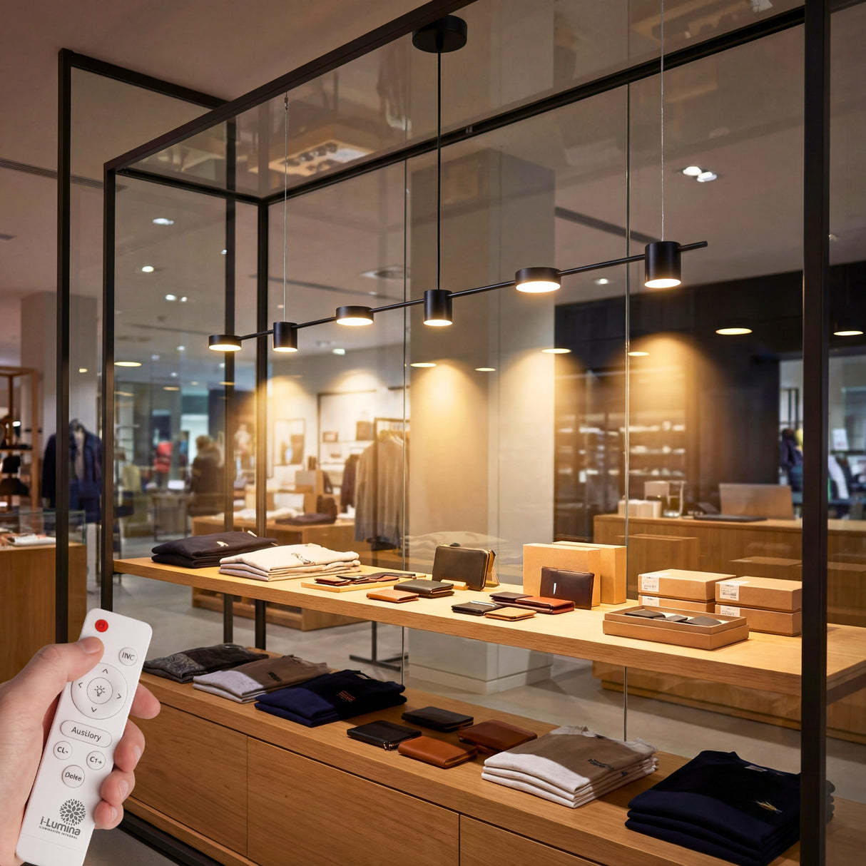 Iluminacion led para vitrinas de tiendas retail y exhibicion de productos de lujo.