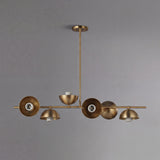 Vista frontal de la lampara lineal Nova Gold sobre un fondo gris minimalista.