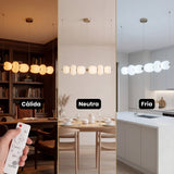 Comparativa de tonos de luz calida neutra y fria de lampara lineal led con control remoto