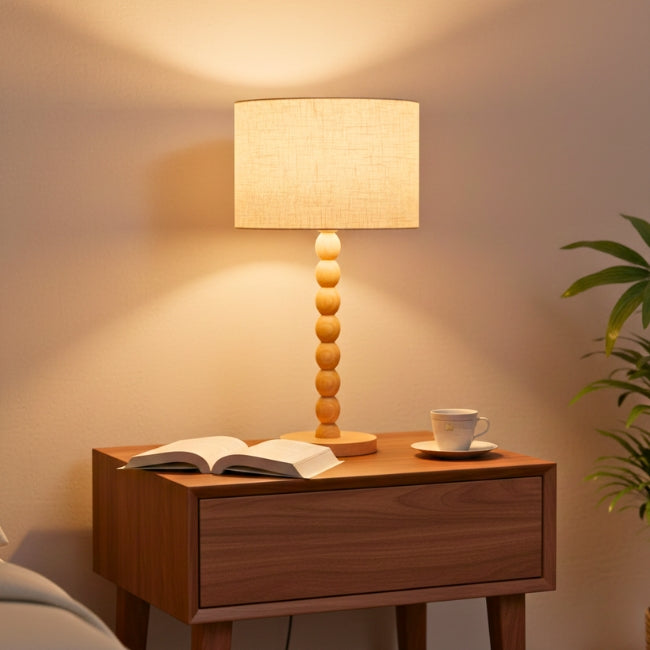 LÁMPARA DE MESA WOOD BUBBLES BOHO NATURAL - SIN FOCO