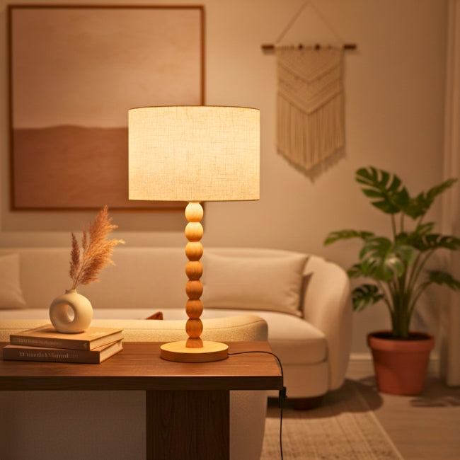 LÁMPARA DE MESA WOOD BUBBLES BOHO NATURAL - SIN FOCO