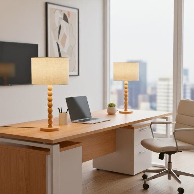 LÁMPARA DE MESA WOOD BUBBLES BOHO NATURAL - SIN FOCO