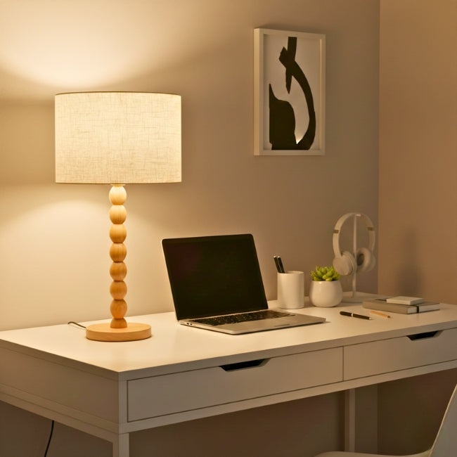 LÁMPARA DE MESA WOOD BUBBLES BOHO NATURAL - SIN FOCO