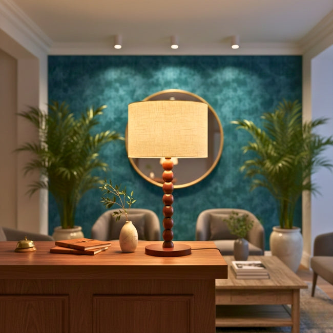 LÁMPARA DE MESA WOOD BUBBLES BOHO NOGAL - SIN FOCO