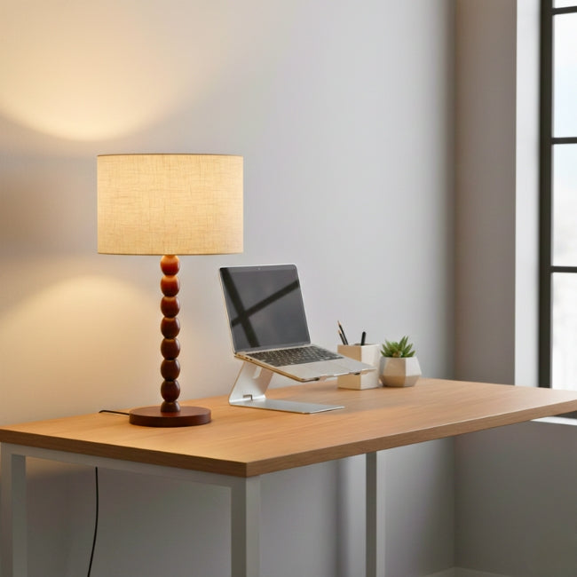 LÁMPARA DE MESA WOOD BUBBLES BOHO NOGAL - SIN FOCO