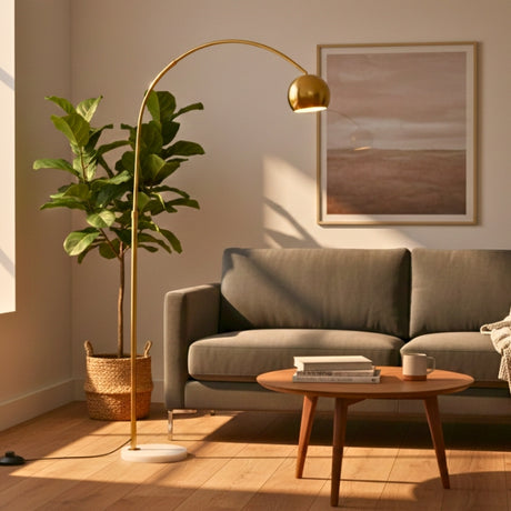 LÁMPARA DE PIE ARCO SOLAR GOLD CON BASE DE MÁRMOL - SIN FOCO