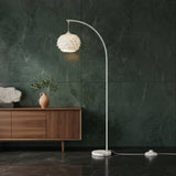LÁMPARA DE PIE ARCO LOTUS WHITE CON BASE DE MÁRMOL - SIN FOCO