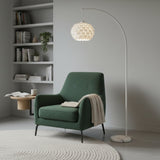 LÁMPARA DE PIE ARCO LOTUS WHITE CON BASE DE MÁRMOL - SIN FOCO