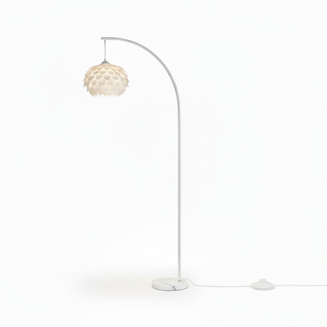 LÁMPARA DE PIE ARCO LOTUS WHITE CON BASE DE MÁRMOL - SIN FOCO