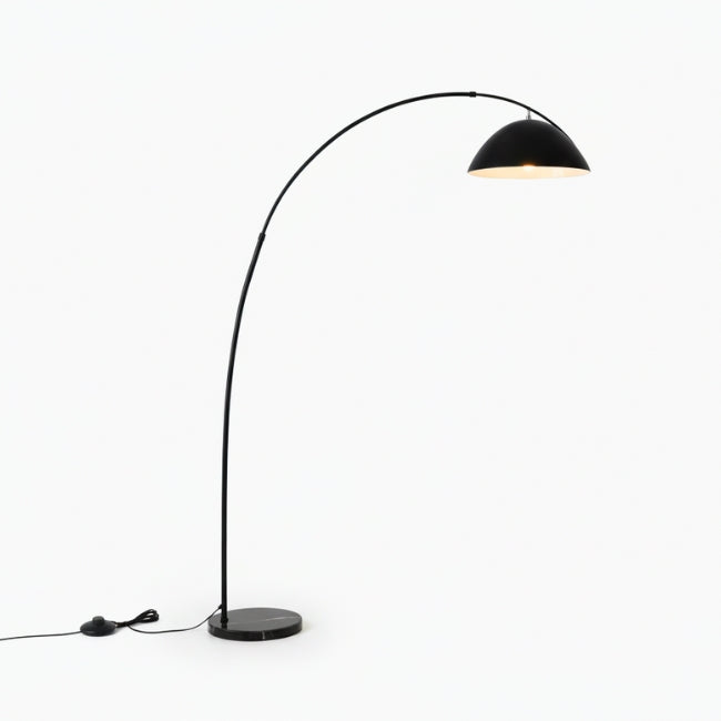 LÁMPARA DE PIE ARCO BLACK MOON CON BASE DE MÁRMOL - SIN FOCO