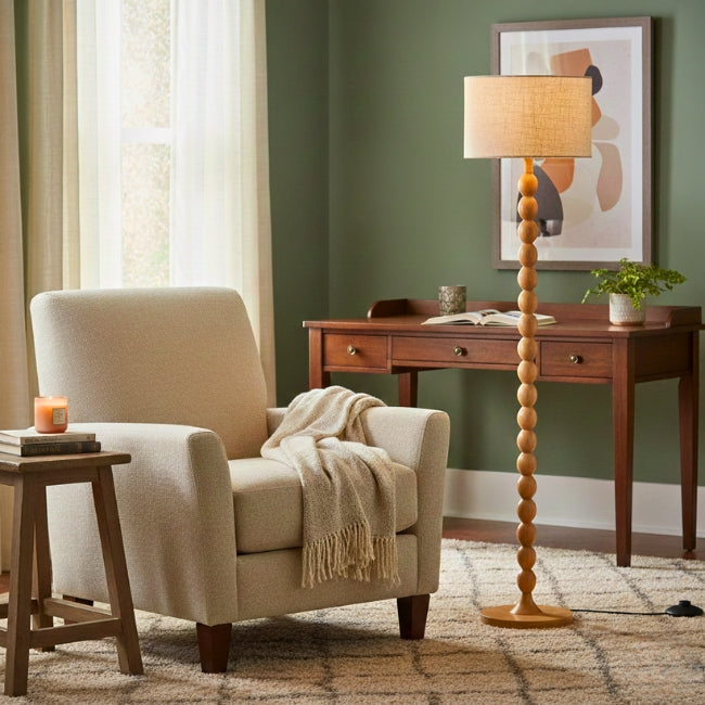 LÁMPARA DE PIE WOOD BUBBLES BOHO NATURAL - SIN FOCO