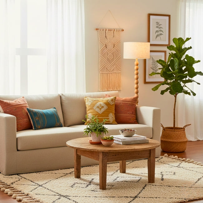 LÁMPARA DE PIE WOOD BUBBLES BOHO NATURAL - SIN FOCO