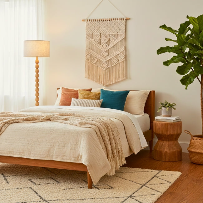 LÁMPARA DE PIE WOOD BUBBLES BOHO NATURAL - SIN FOCO