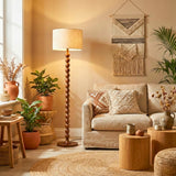 LÁMPARA DE PIE WOOD BUBBLES BOHO NOGAL - SIN FOCO